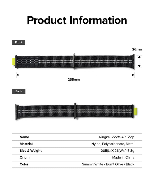 Pulso de repuesto Ringke Sports Air Loop Apple Watch - Negro