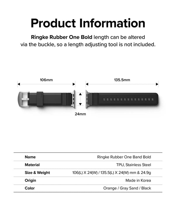 Pulso de repuesto Ringke Rubber One Bold Apple Watch - Negro