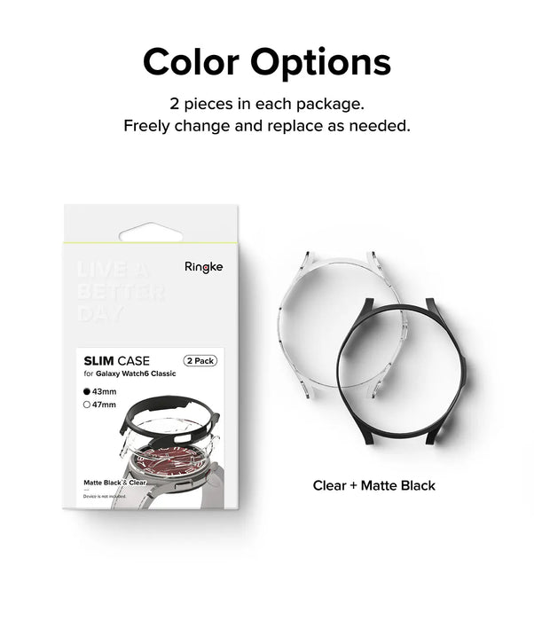 Estuche Ringke Slim Samsung Galaxy Watch 6 Classic - 43mm [2 pack]