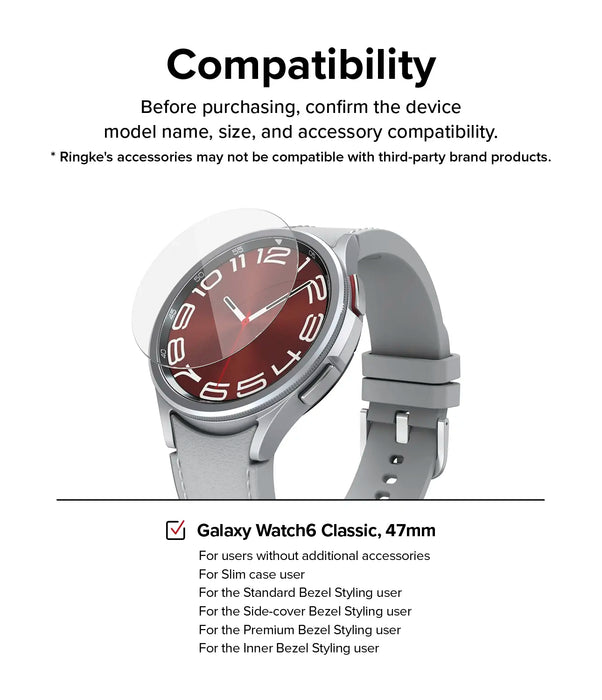 Vidrio Templado Ringke Samsung Galaxy Watch 6 Classic 47mm [4 pack]