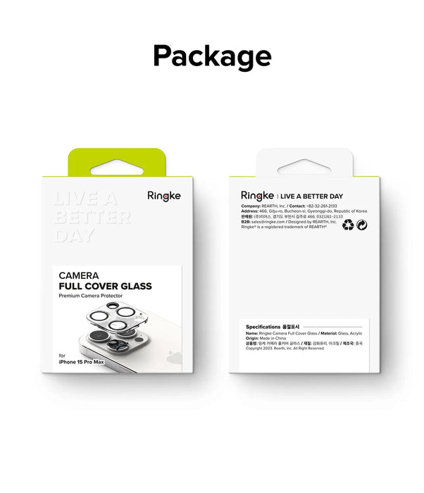 Protector de cámaras Cobertura Completa Ringke Apple iPhone 15 Pro Max [2 pack]