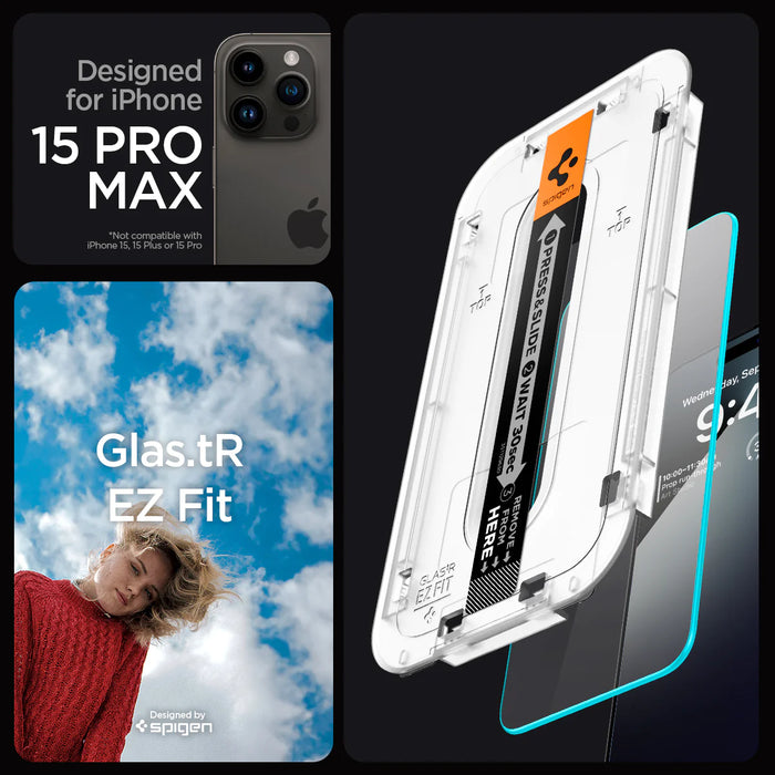 Vidrio Templado Spigen Glastr EZFIT Apple iPhone 15 Pro Max [2 pack] —  Lanch - Accesorios Originales