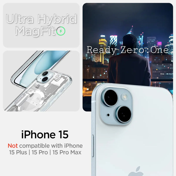 Estuche Spigen Ultra Hybryd Zero One Apple iPhone 15 - Blanco